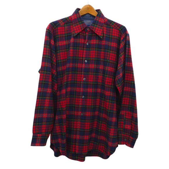 VTG Pendleton Woolen Mills Red Tartan Board Shirt Men’s L Virgin Wool USA Made - Picture 1 of 6